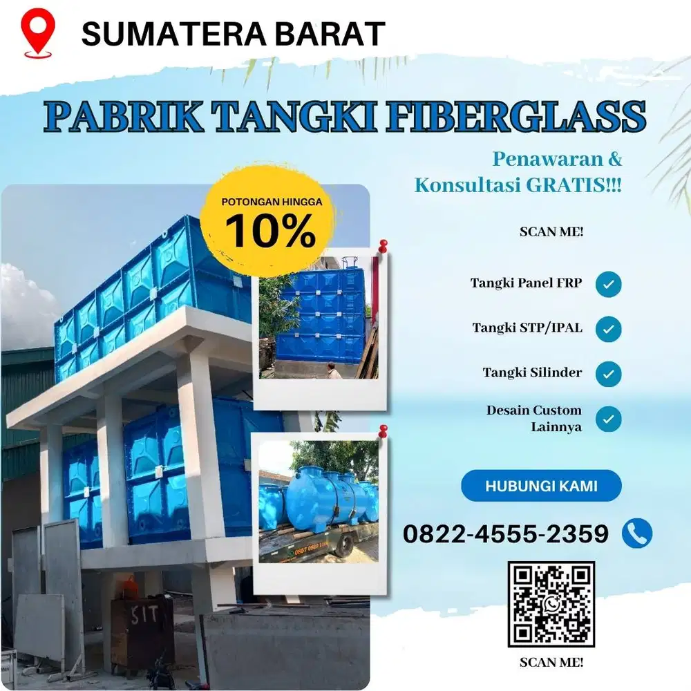 Tangki Fiberglass-Jual Tangki Air, Panel & Silinder Dharmasraya