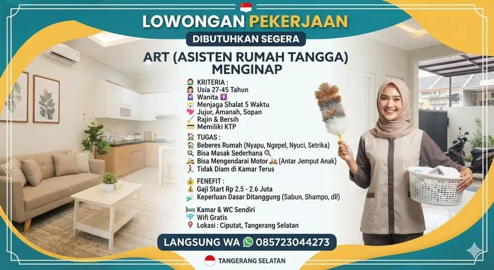 Dicari ART Serabutan Menginap