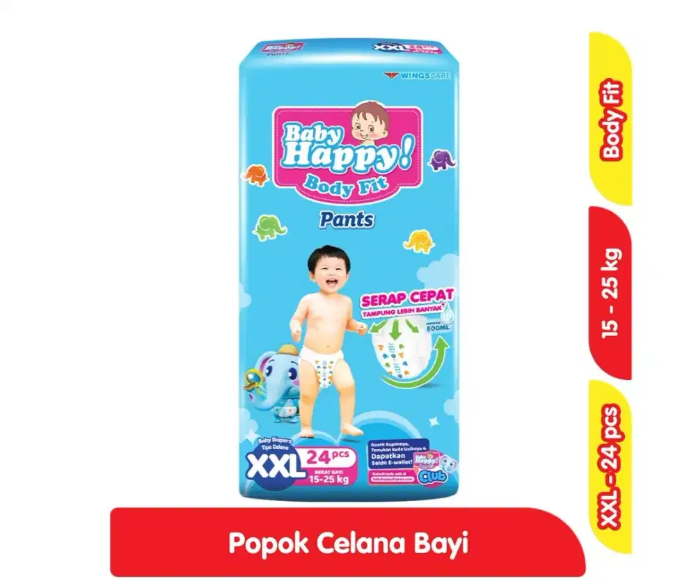Pampers baby happy XXL isi 24's