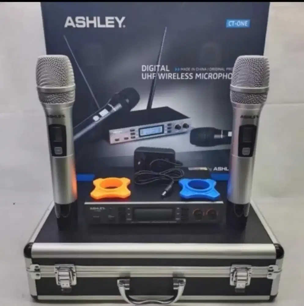 Cuci Gudang Mic Mik Microphone Wireless Ashley CT One Warna Gold