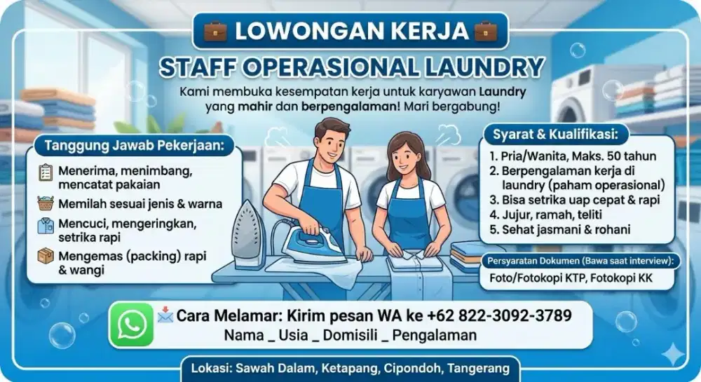 Lowongan staff laundry