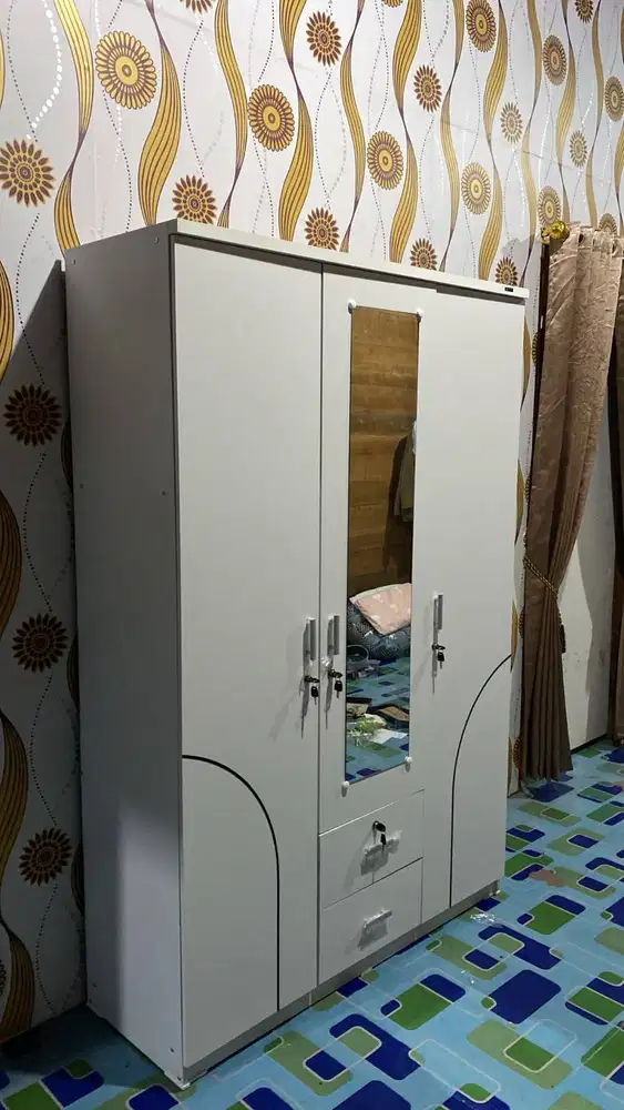 PROMO LEMARI PAKAIAN 3 PINTU + LACI MINIMALIS TERMURAH GRATIS ANTAR