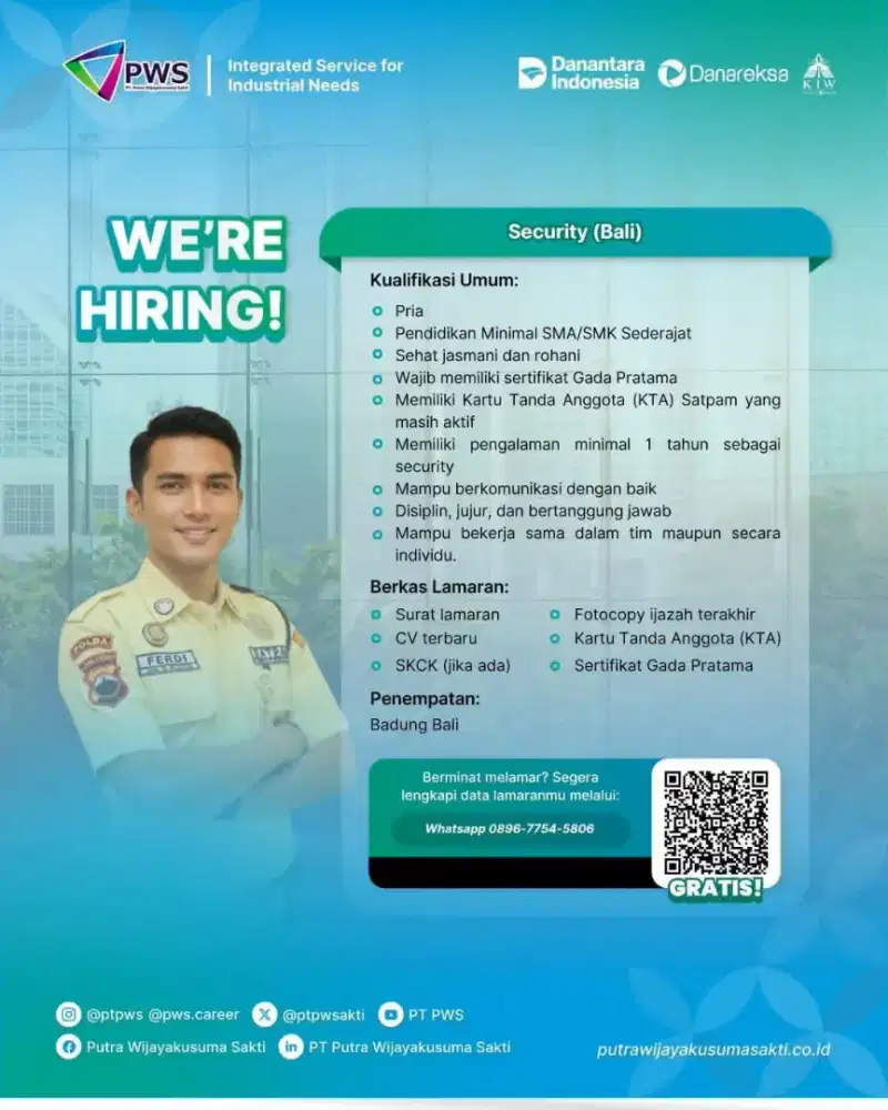 Butuh Security penempatan Samator Badung Mengwi