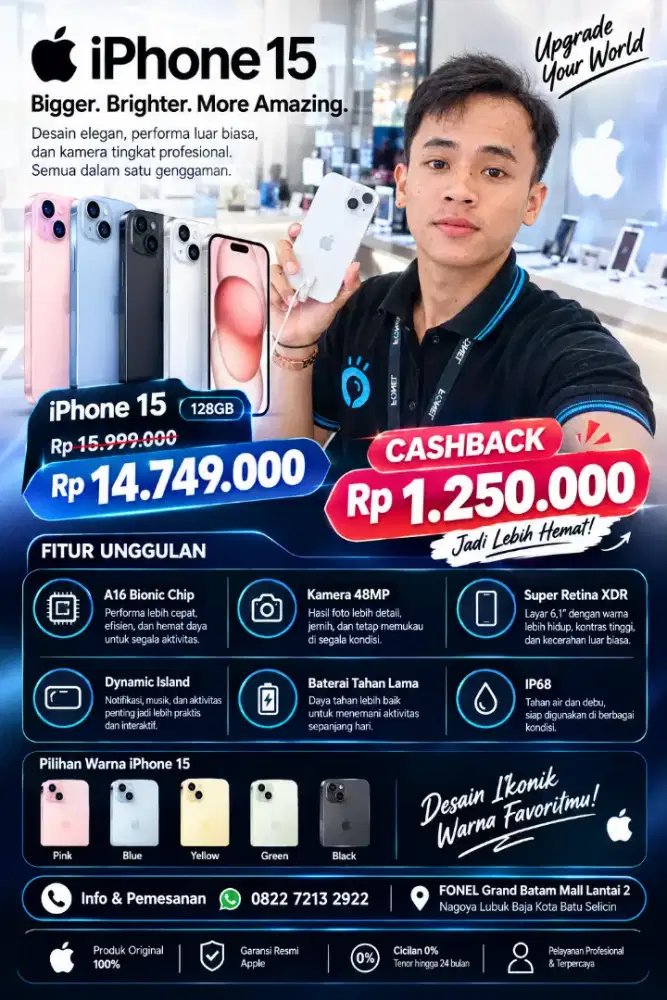 Iphone 15 lagi promo di fonel store grand mall batam