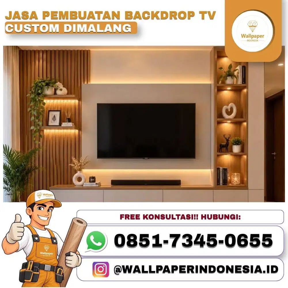 JASA PEMBUATAN BACKDROP TV CUSTOM DI MALANG