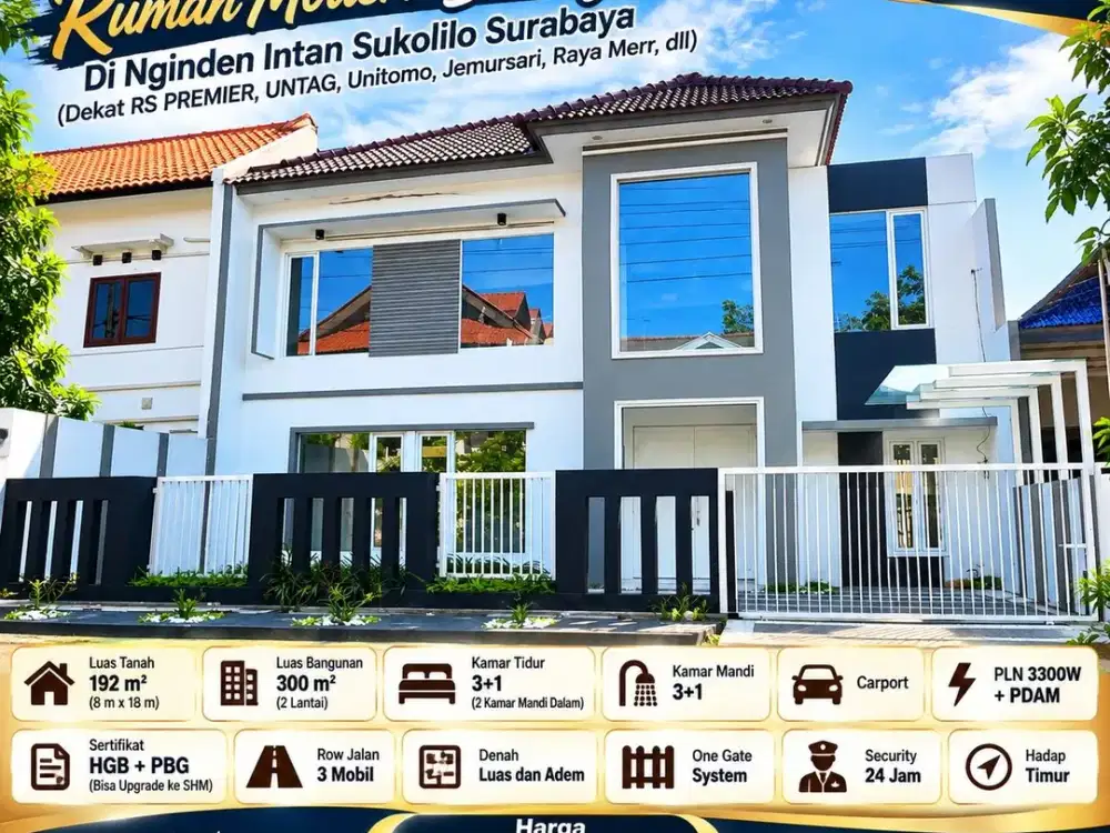 Rumah Modern Baru Gress Lokasi Strategis di Nginden Intan Sukolilo Surabaya