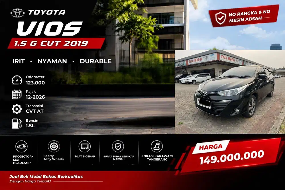 Toyota Vios G AT 2019 Hitam CVT