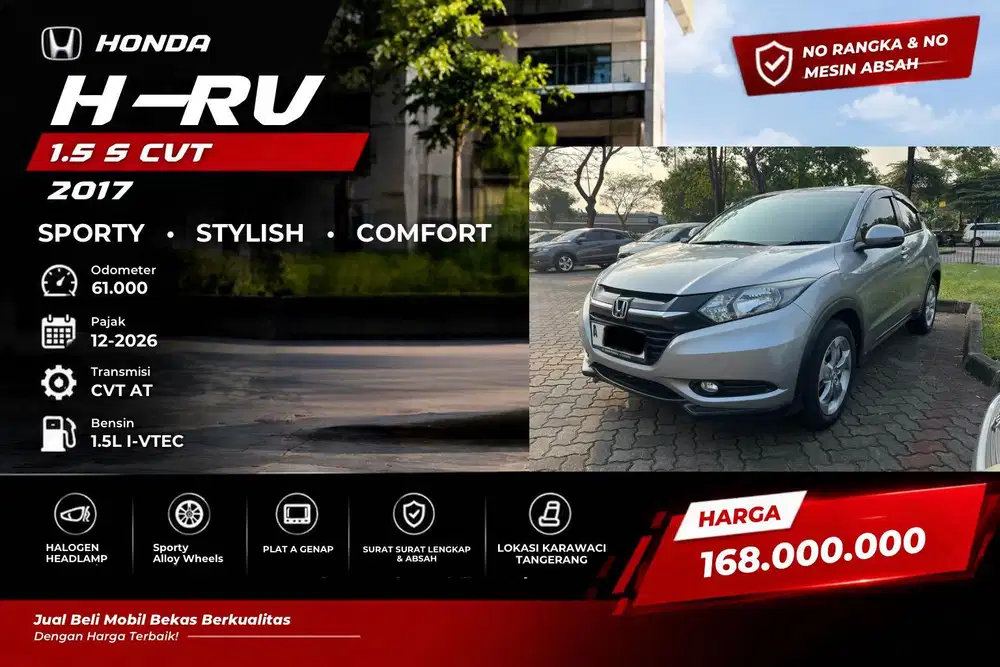 Honda HRV S At 2017 Silver CVT Km 60rb Istimewa