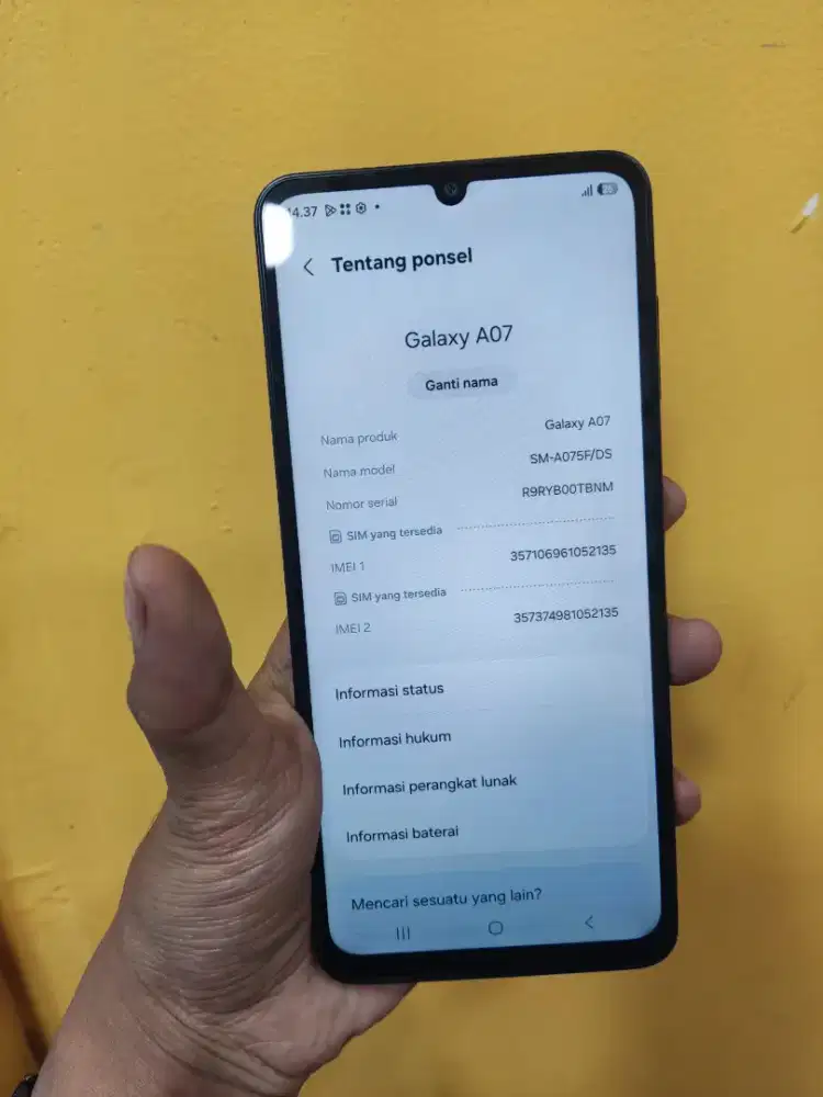 Samsung a07 8/256 fullset ori garansi on