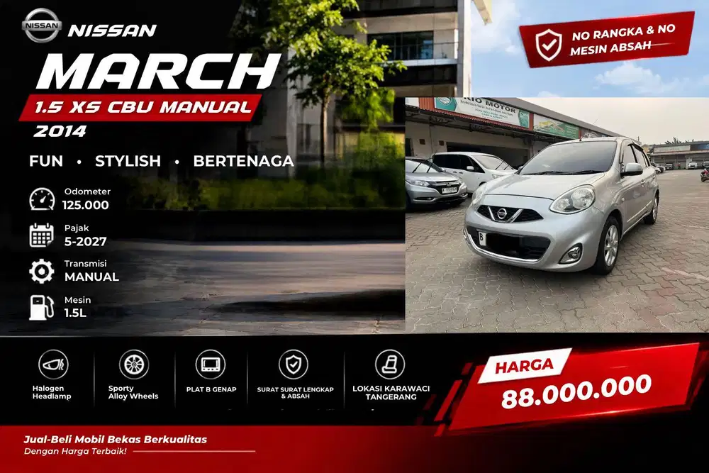Nissan March 1.5 XS CBU Manual 2014 Silver Istimewa tangan pertama