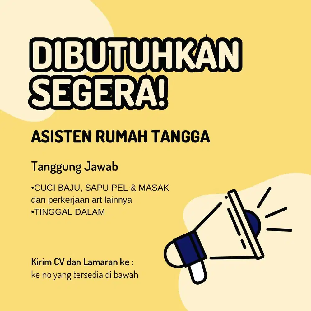 DIBUTUHKAN ART TINGGAL DALAM!