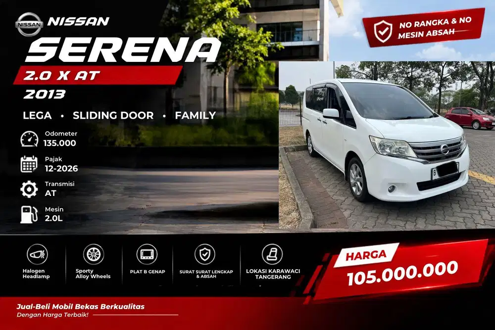 Nissan Serena X AT 2013 Putih Bagus Siap pakai pintu kiri sliding auto