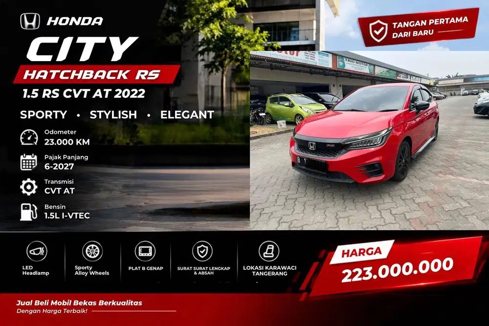 Honda City Hatchback RS CVT 2022 Merah Km 23rb