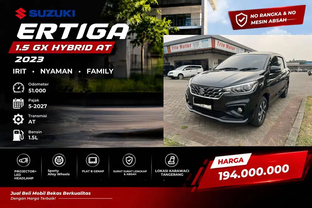 Suzuki Ertiga GX Hybrid AT 2023 Hitam Tangan pertama
