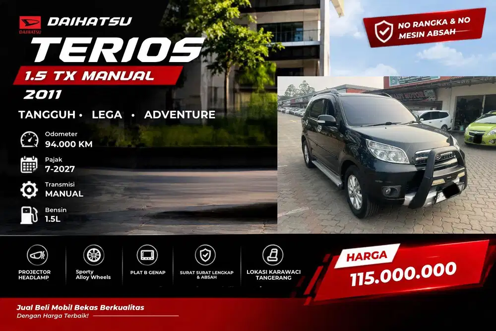 Daihatsu Terios TX Manual 2011 Hitam Km 94rb Tangan pertama