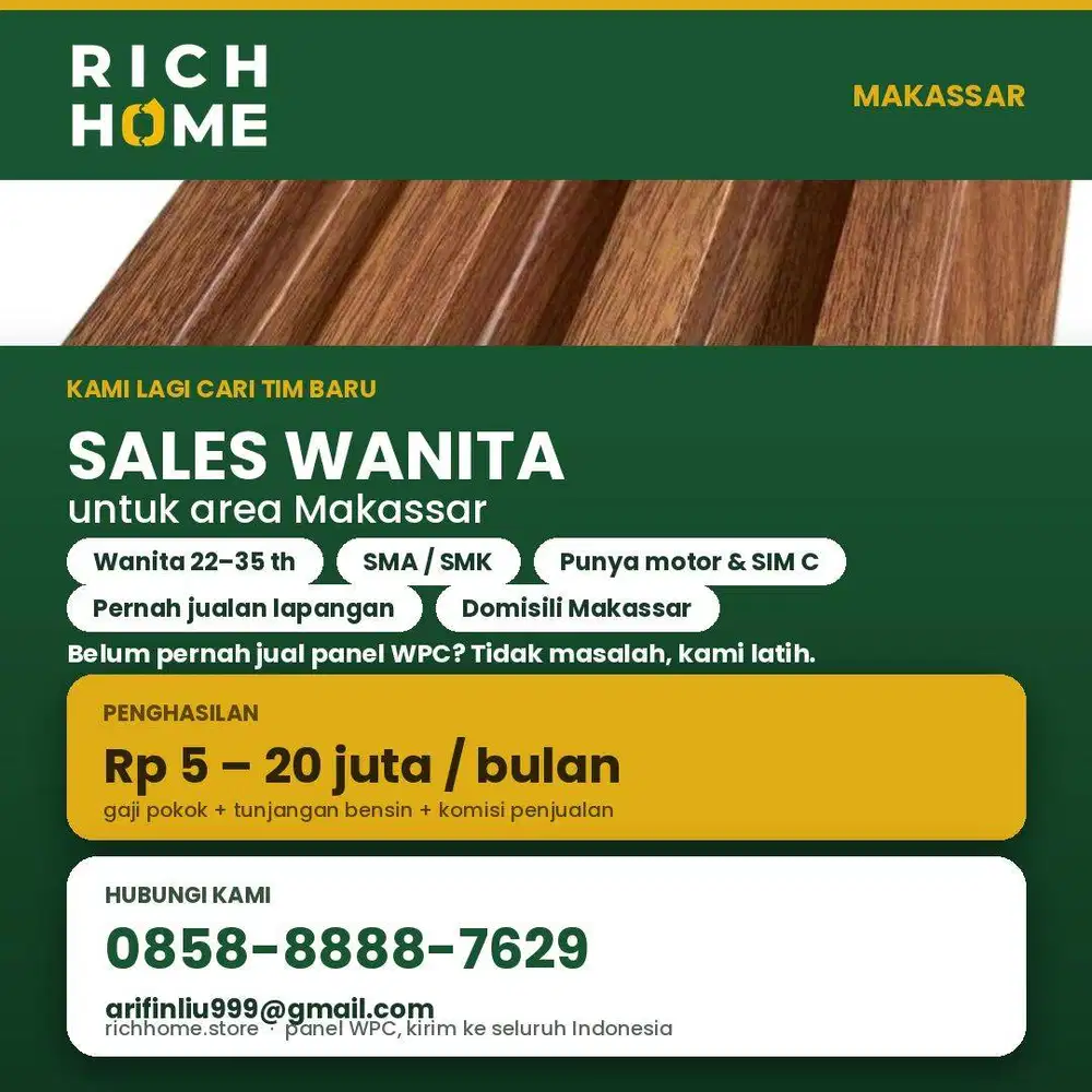 Dibutuhkan cepat sales wanita