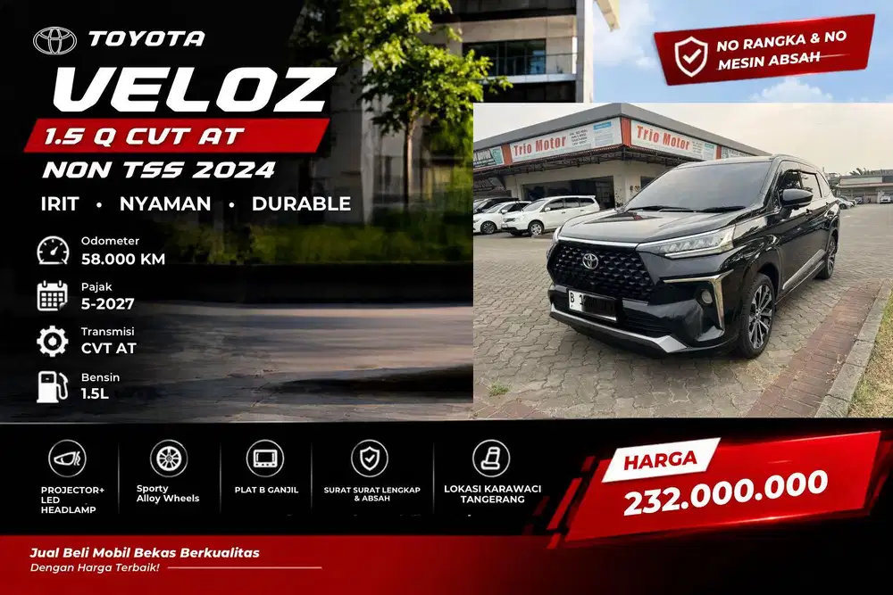 Toyota Veloz Q CVT 2024 Hitam Non TSS