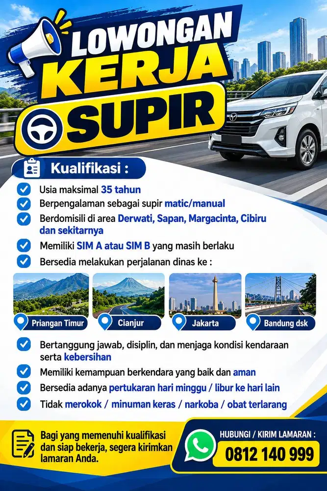 LOWONGAN KERJA – SUPIR