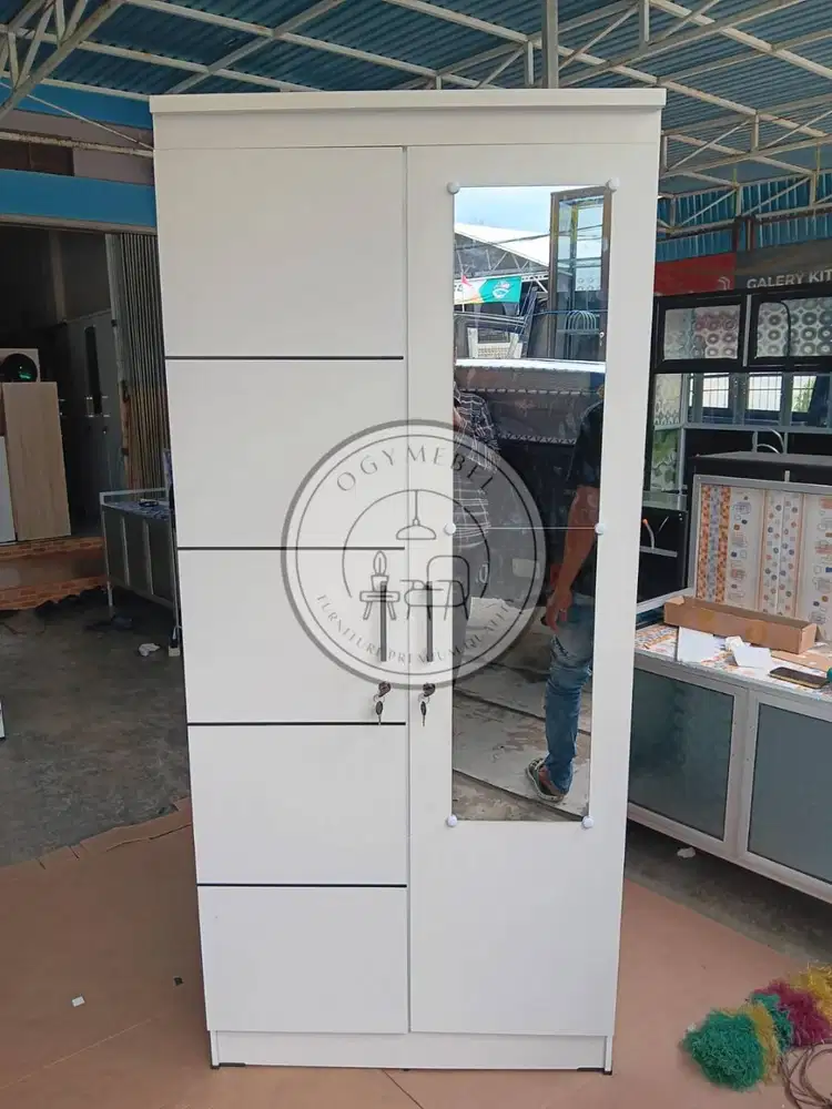 PROMO LEMARI PAKAIAN 2 PINTU GANTUNGAN TINGGI MINIMALIS SALE TERLARIS