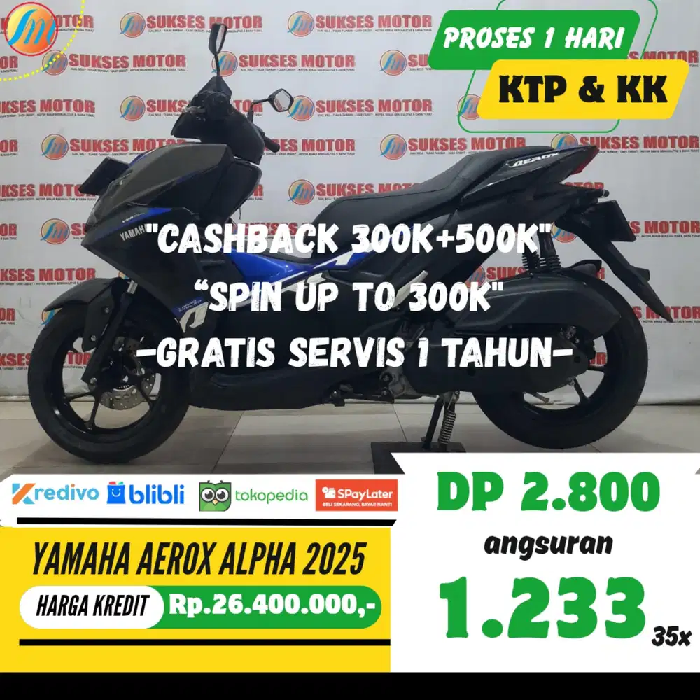 YAMAHA AEROX ALPHA 2025 KREDIT MURAH ANGSURAN SANGAT RENDAH BERGARANSI