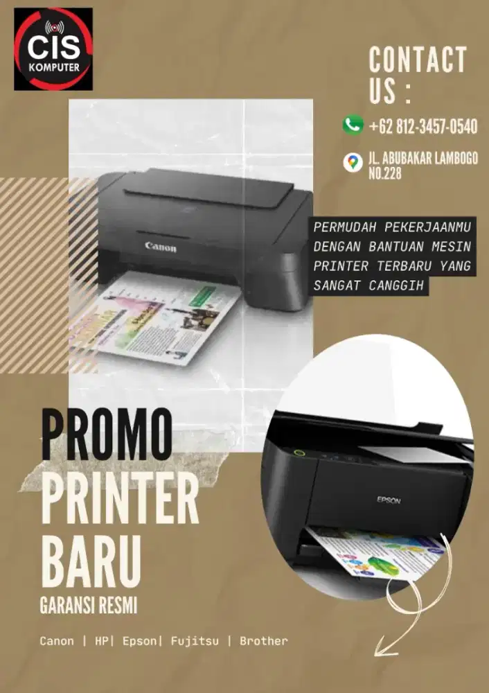 PROMO Printer Baru LIKE NEW, Garansi 1 Tahun, Canon, Epson, HP, Fujits