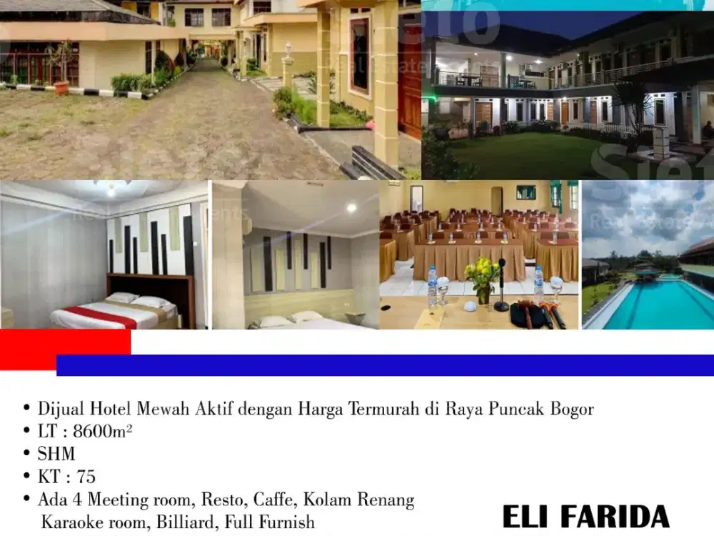 Dijual Hotel Mewah Aktif dengan Harga Termurah di Raya Puncak Bogor