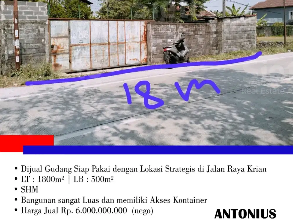 Dijual Gudang Siap Pakai dengan Lokasi Strategis di Jalan Raya Krian
