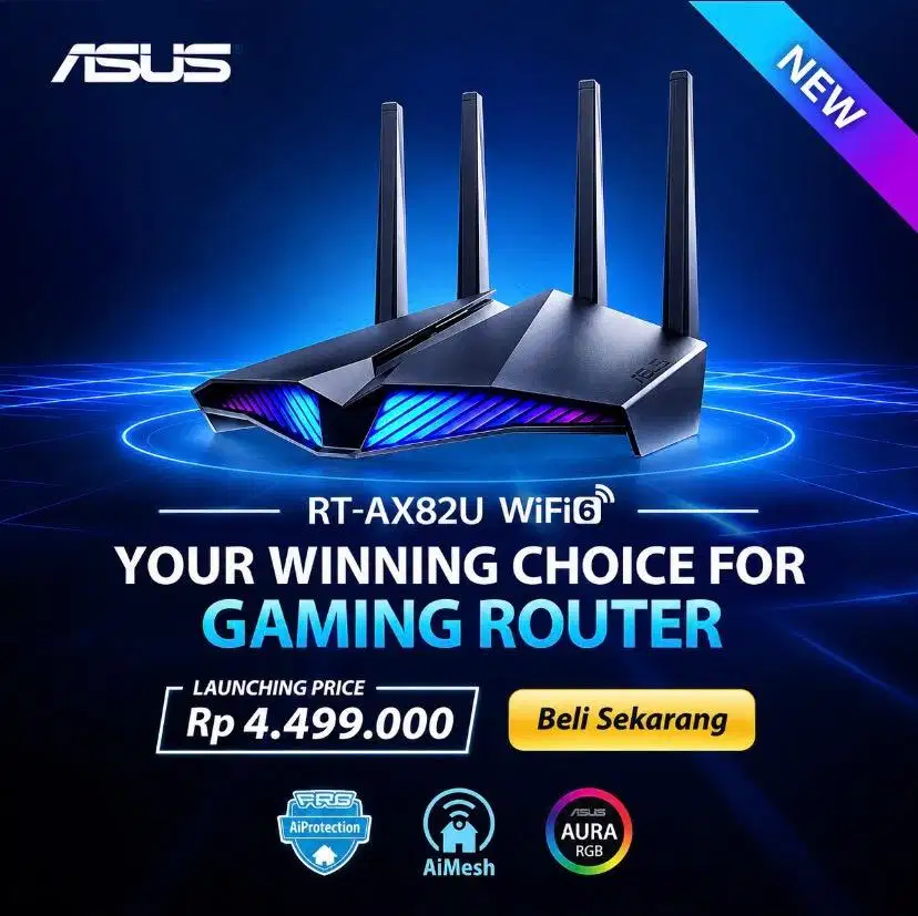 ASUS RT-AX82U AX5400 WiFi 6 Gaming Router – Normal – Semarang