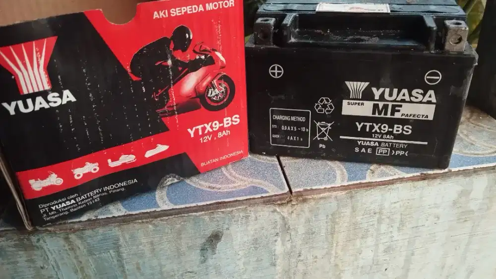 accu aki bekas apik dobelstater jreng kawasaki ninja merk yuasa ori