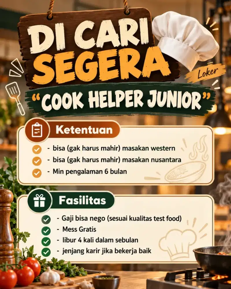 Loker cook Helper junior
