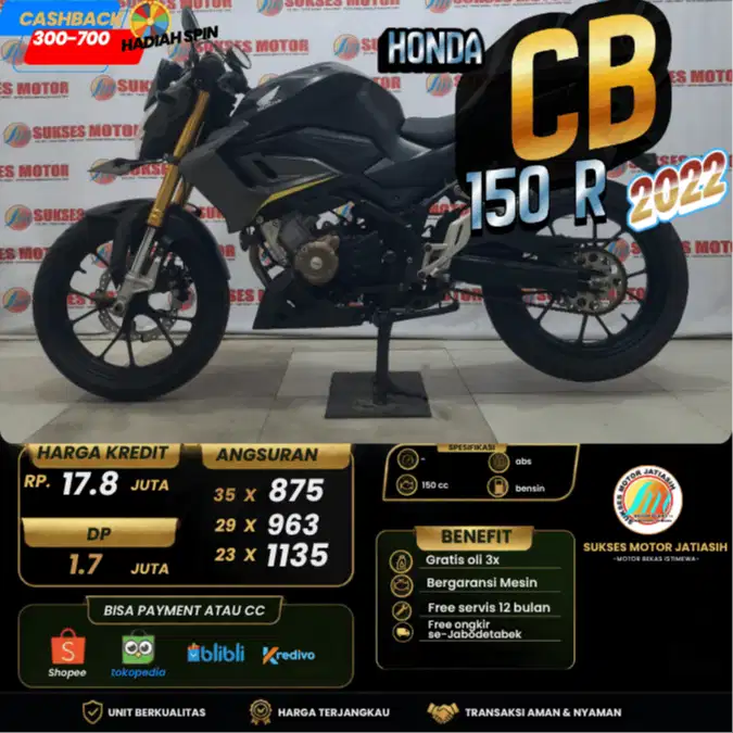 HONDA CB 150R 2022 MOTOR AJIB SIAP PAKAI PLAT DEPOK BISA PAYMENT