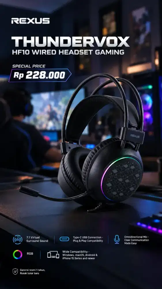 Headset GAMING rexus THUNDERVOX HF10