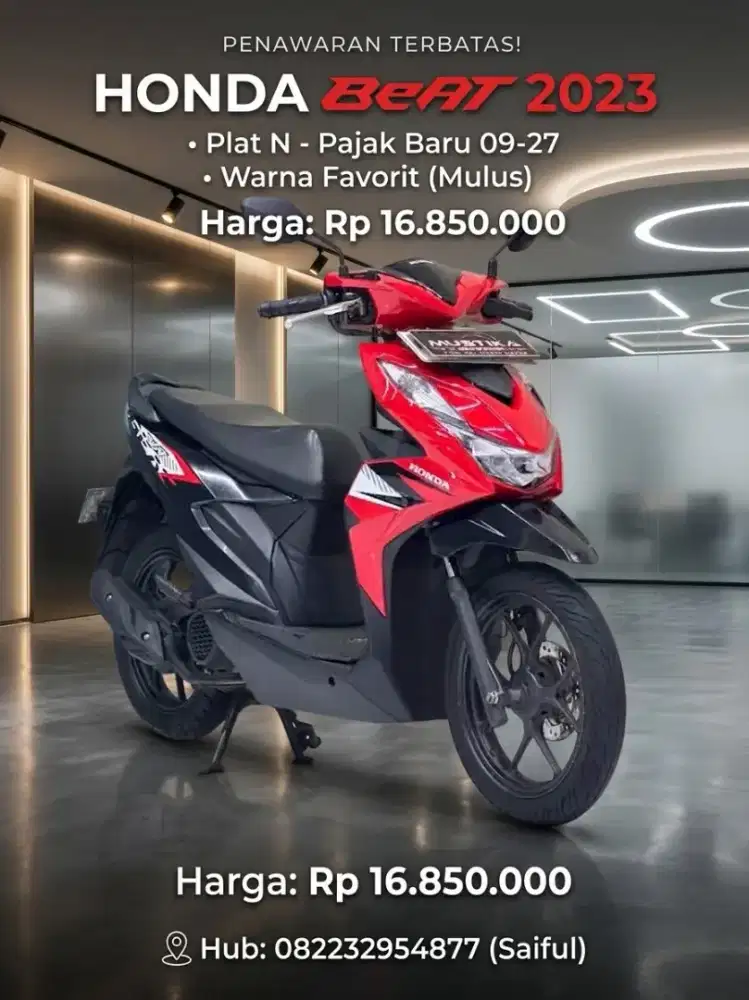 Perfect Condition!!Honda Beat CBS 2023 N Asli Warna Favorit-Mustika