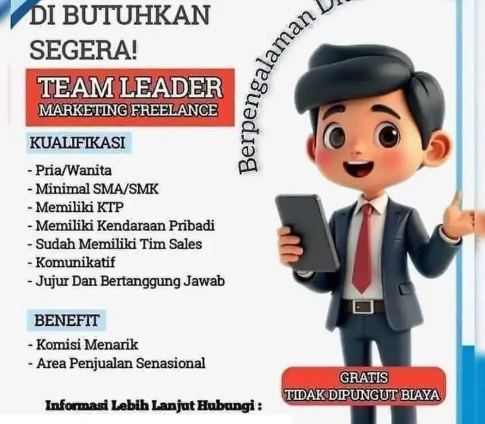 Dibutuhkan leader marketing free line