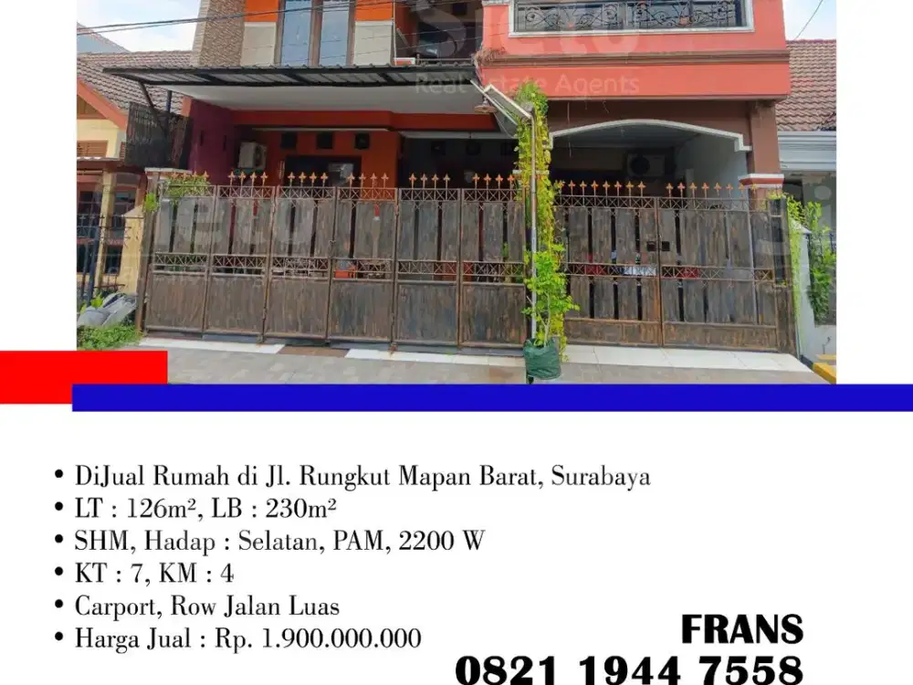 DiJual Rumah di Jl. Rungkut Mapan Barat, di Surabaya