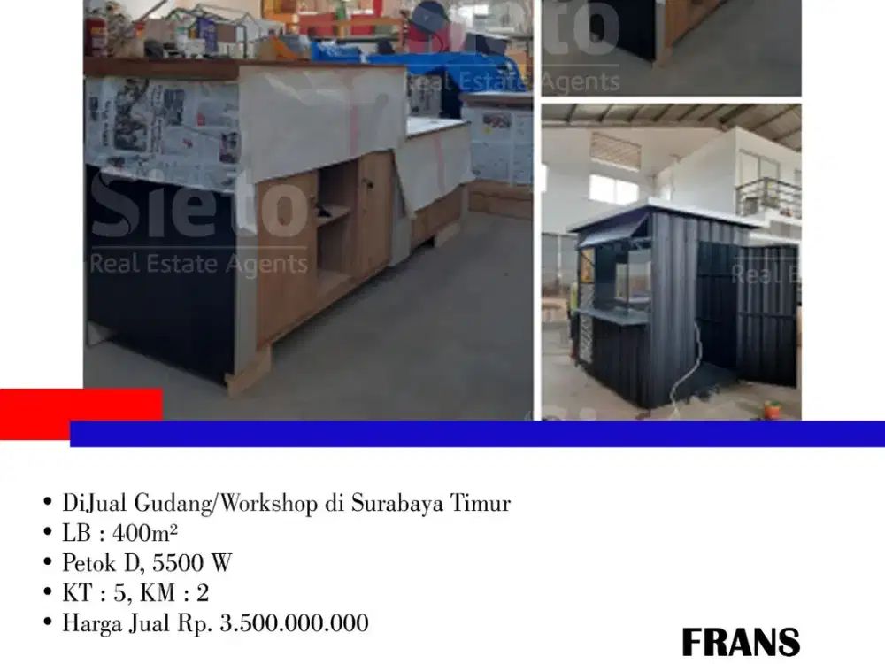 DiJual Murah Gudang/Workshop di Surabaya Timur