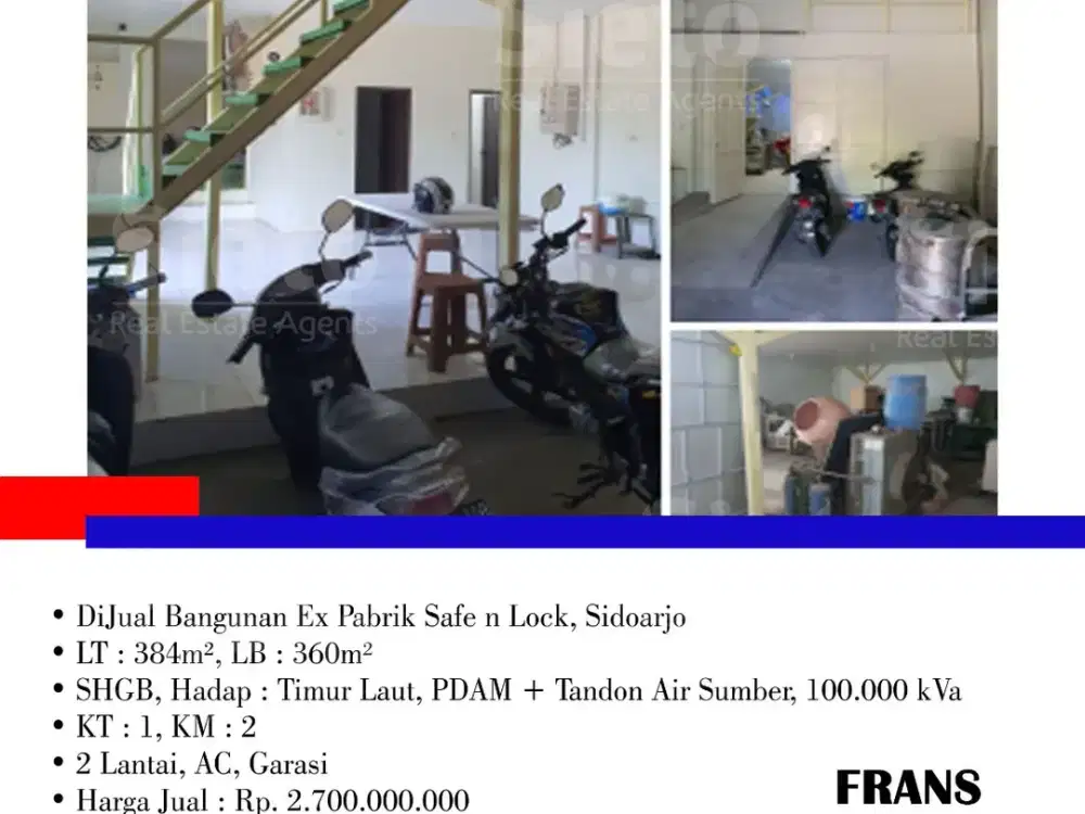 DiJual Bangunan Ex Pabrik Safe n Lock, di Sidoarjo
