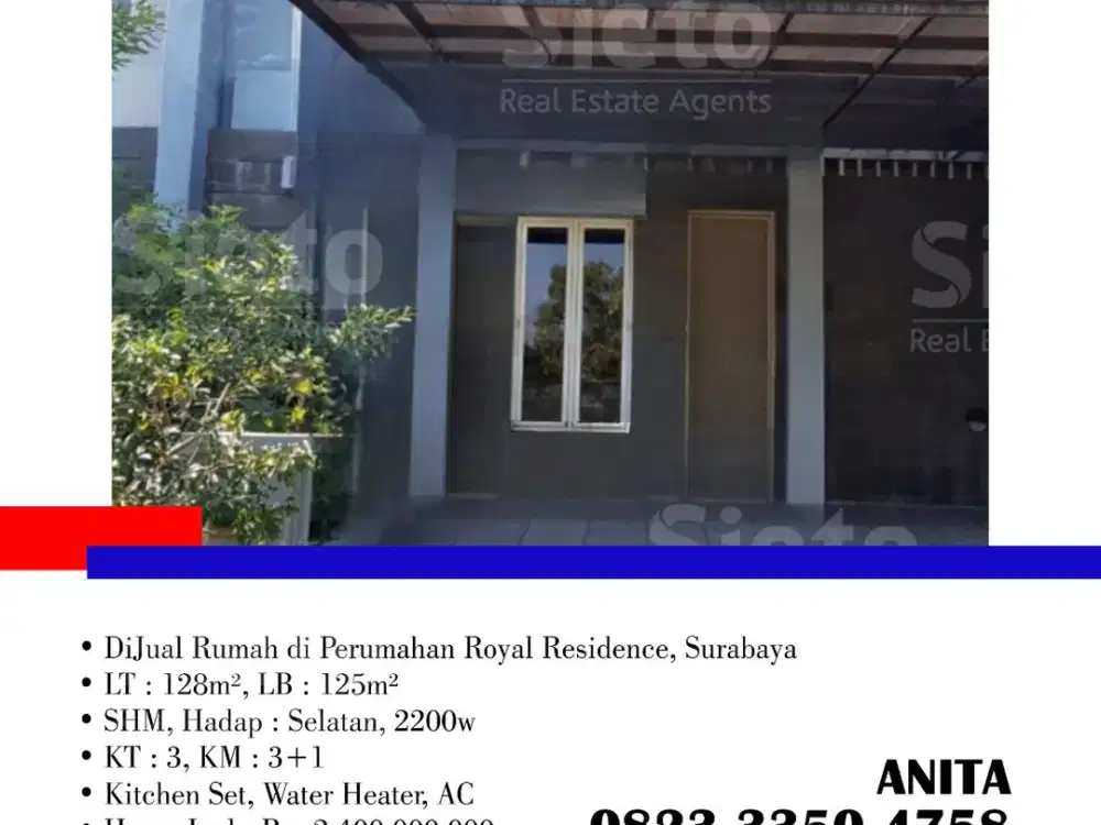 DiJual Rumah di Perumahan Royal Residence, di Surabaya