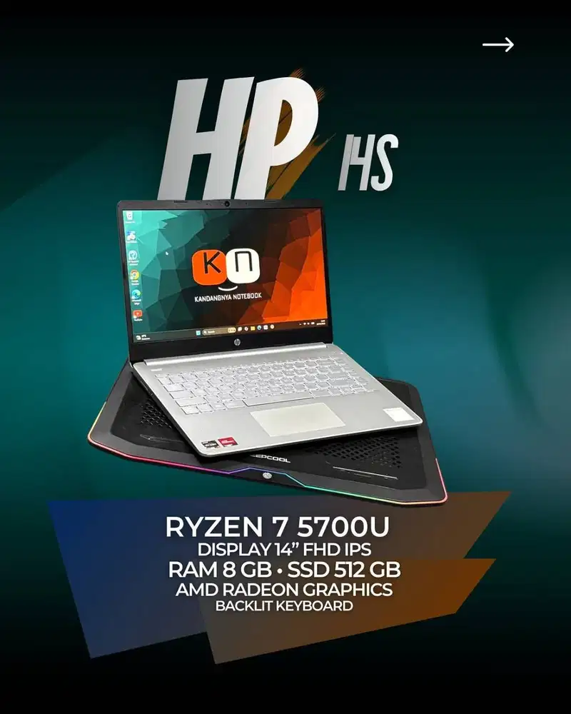 Hp 14s Ryzen 7 5700U RAM 8GB 512GB Layar 14inch