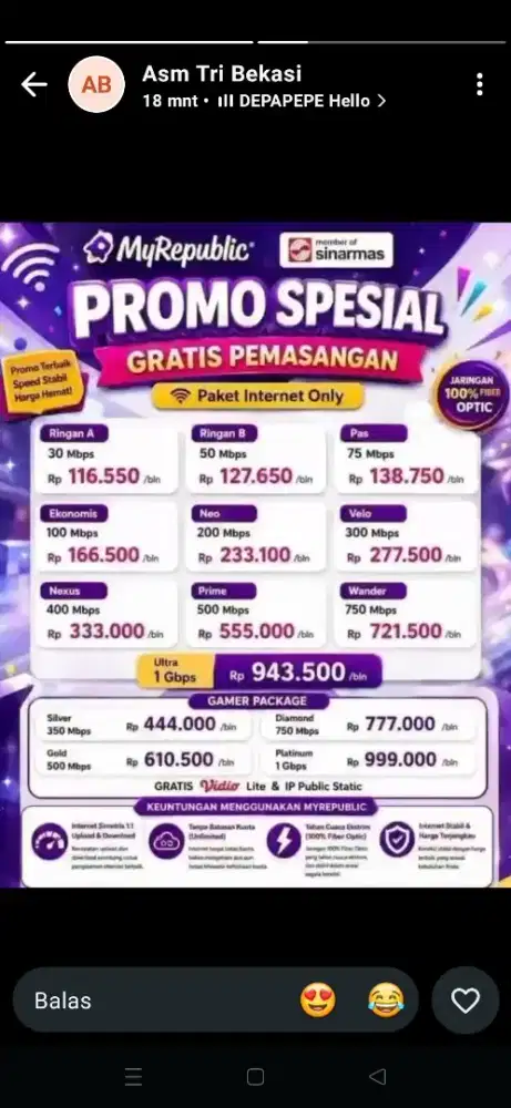 Parung Bogor Promo internet myrepublic wifi myrepublic