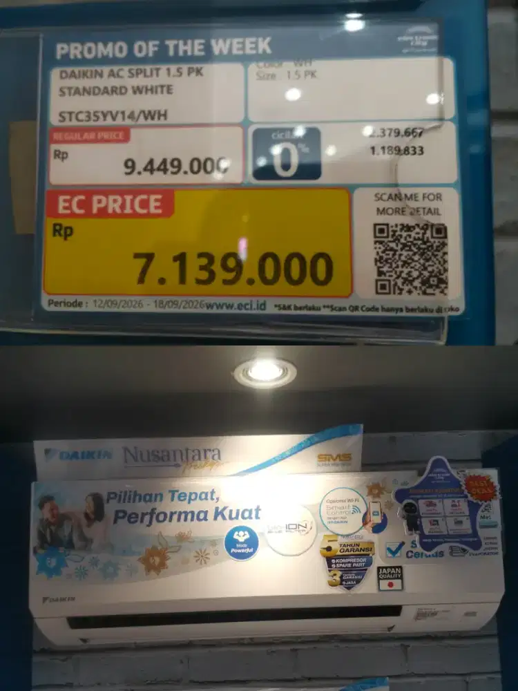 DAIKIN AC 1.5 PK SPLIT STANDAR WHITE