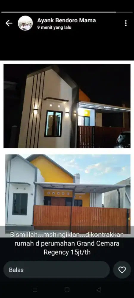 Dikontrakkan rumah Grand Cemara Regency A16