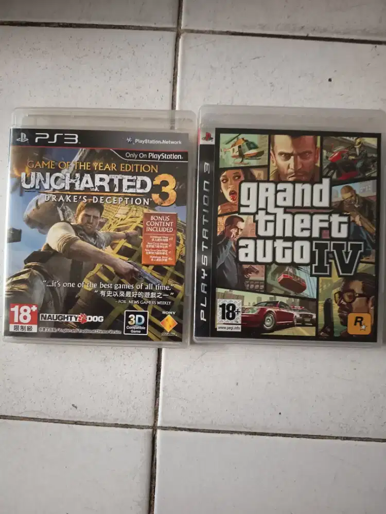 Kaset PS3 GTA 4 dan Uncharted 3