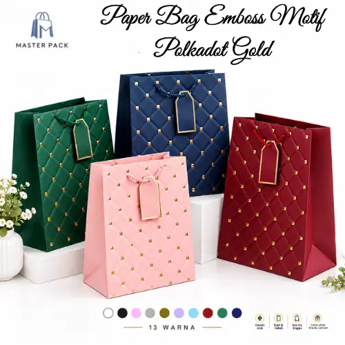 Paper Bag Emboss Motif Polkadot Gold