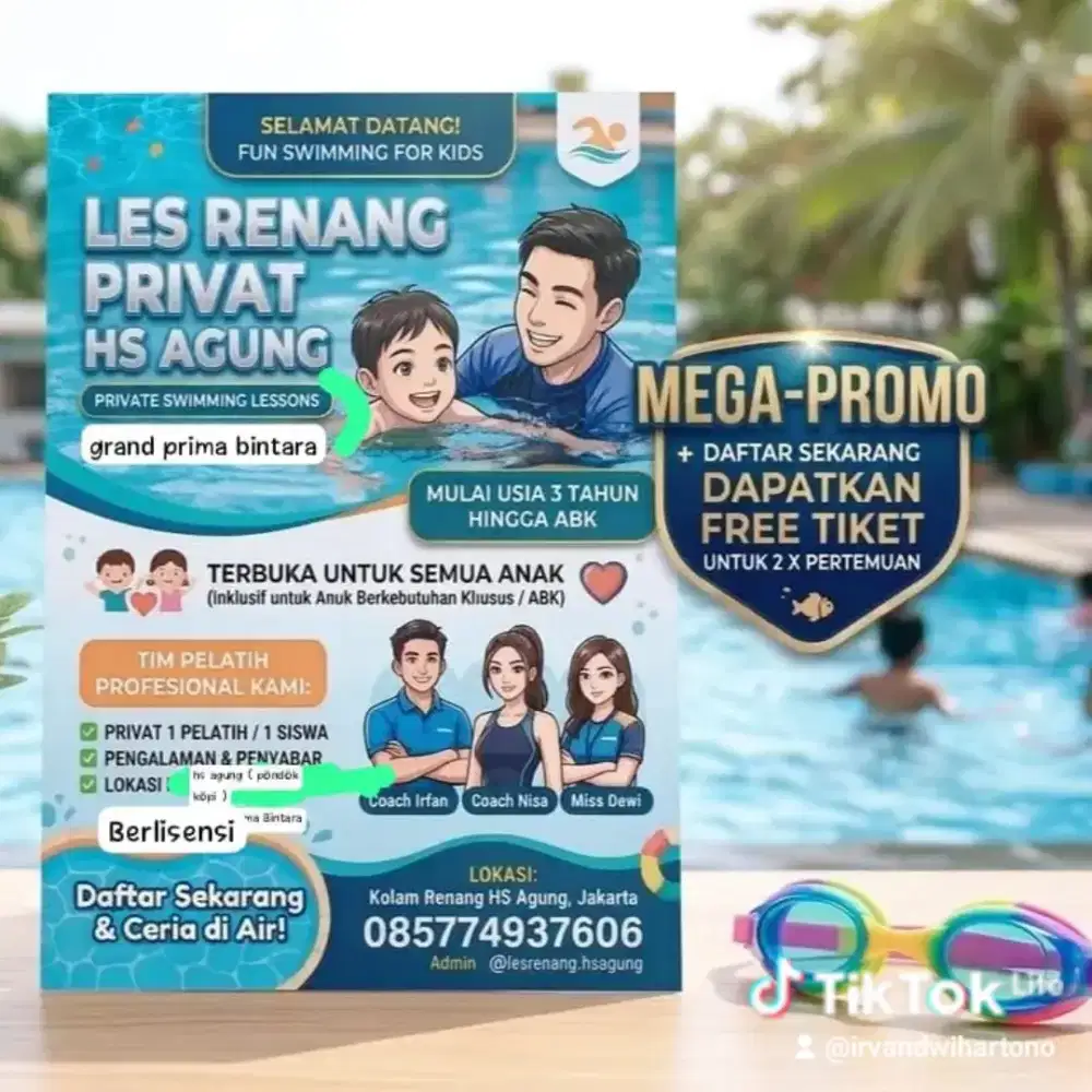 Kursus renang  anak anak dan lansia