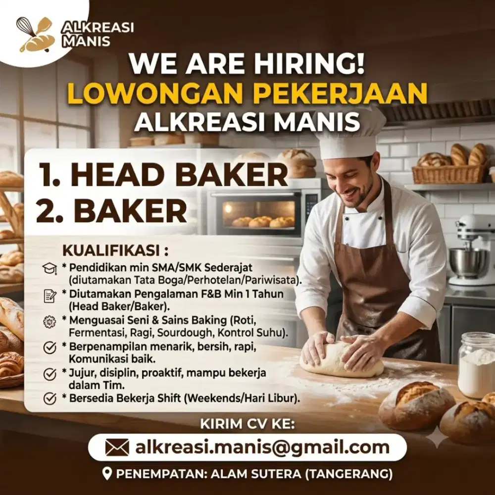 Lowongan Senior Baker/Baker
