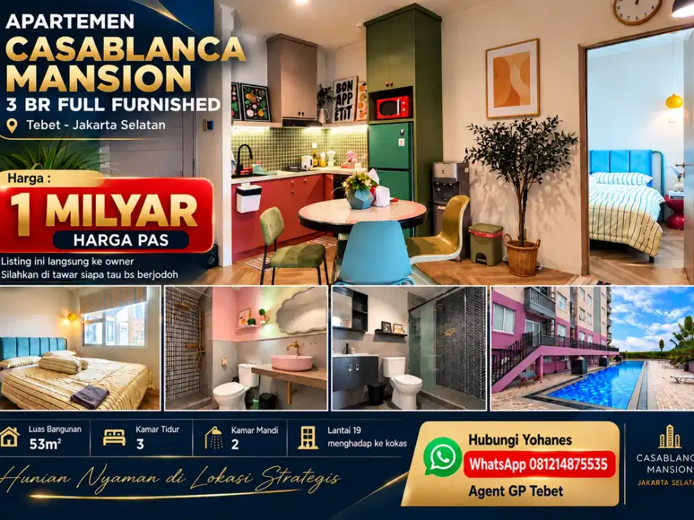 Apartemen Casablanca Mansion 3 BR Full Furnished