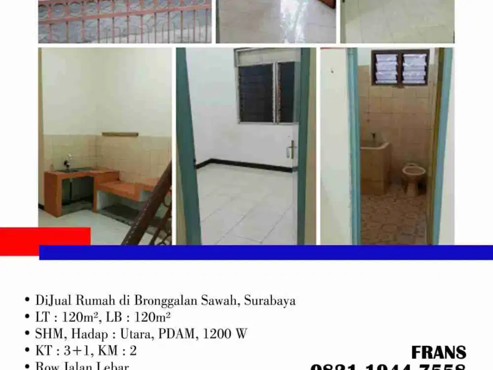 DiJual Rumah di Bronggalan Sawah, Surabaya