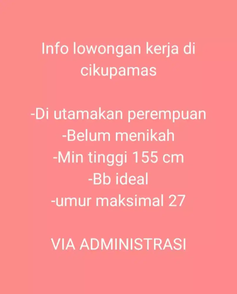 Lowongan kerja cikupamas