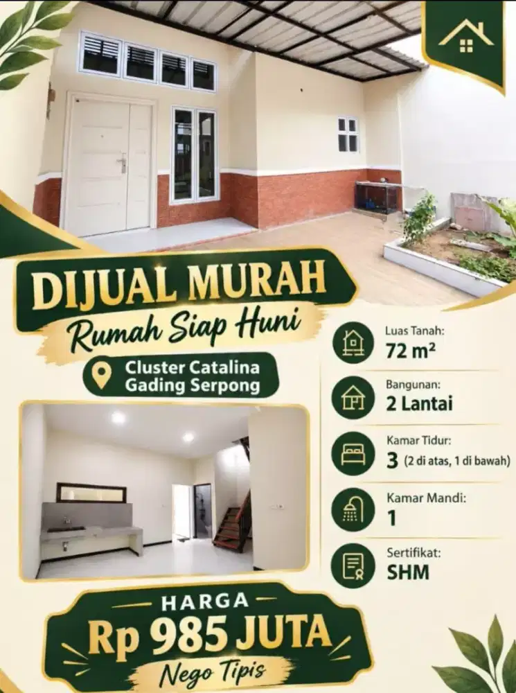Dijual Cepat Rumah 2 Lantai Tanpa Perantara